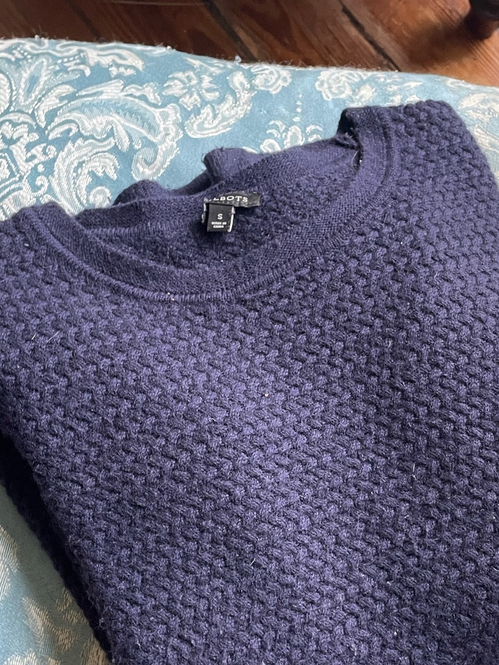 Women’s Navy Textured Crewneck Sweater